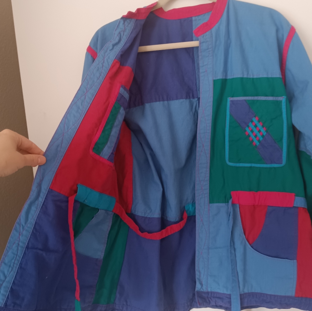 Vintage 1990s Reversible Patchwork Jacket / Color… - image 3